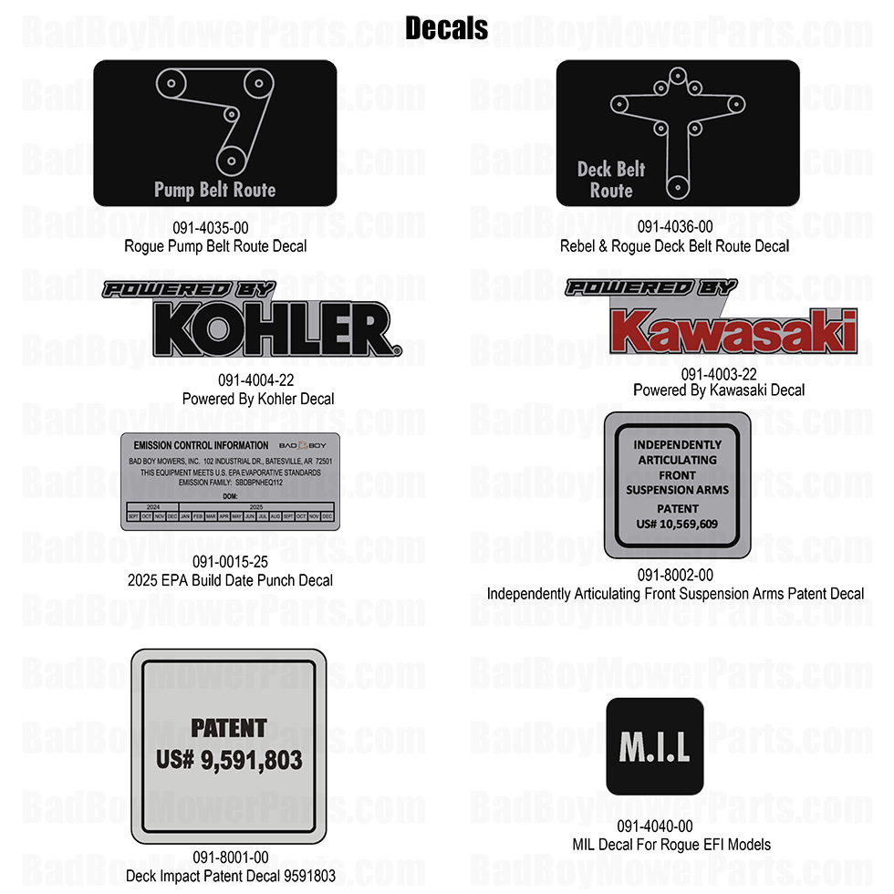 3945 - Bad Boy Mower Parts Lookup > 2025 > Rogue > Decals - 3